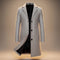 Longline Wool Single-Breasted Overcoat for Men - White
