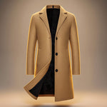 Longline Wool Single-Breasted Overcoat for Men - Brown