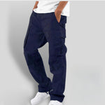 Loose Fit Cargo Trousers with Utility Pockets for Men - Dark Blue