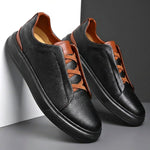 Low Top Pebbled Leather Shoes with Elastic Laces for Men