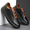 Low Top Pebbled Leather Shoes with Elastic Laces for Men