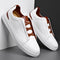 Low Top Pebbled Leather Shoes with Elastic Laces for Men - White / Brown