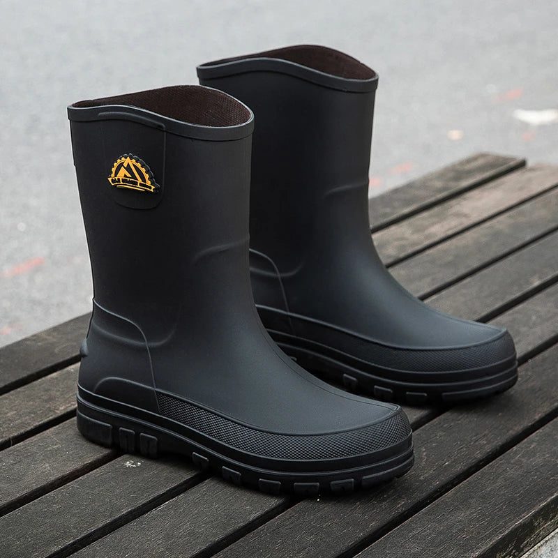 Mid-Calf Slip-Resistant Rain Boots for Men