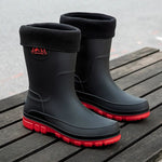 Mid-Calf Slip-Resistant Rain Boots for Men - Cotton Red