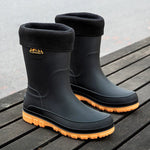 Mid-Calf Slip-Resistant Rain Boots for Men - Cotton Yellow