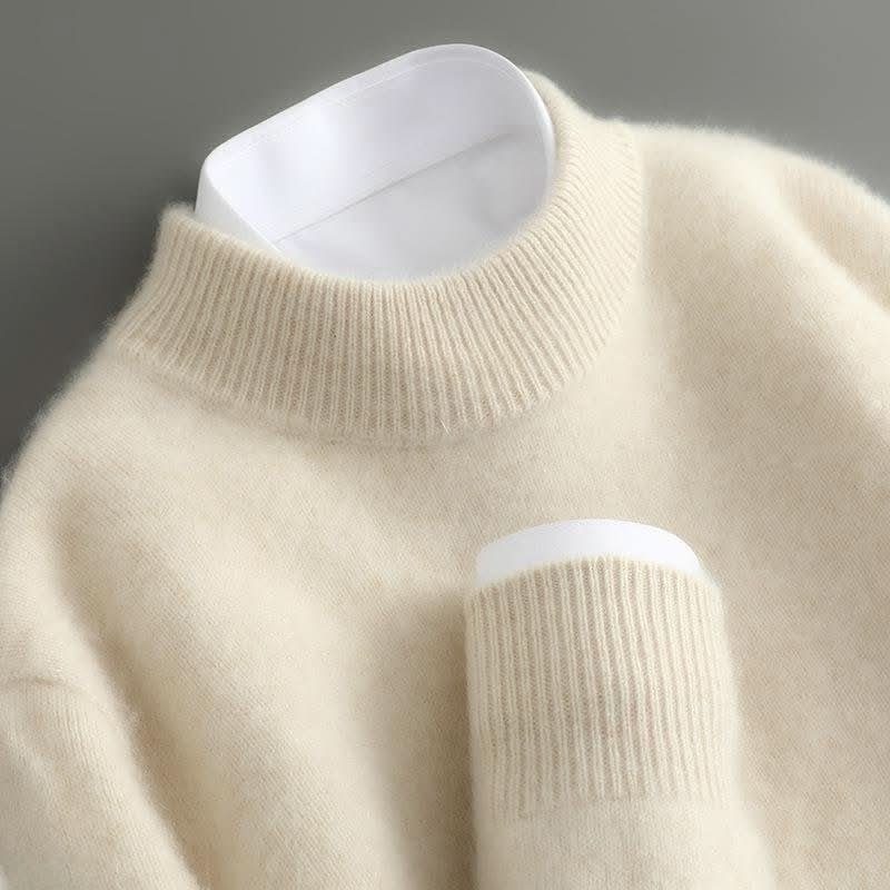 Mock Neck Ribbed Knit Sweater for Men