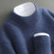 Mock Neck Ribbed Knit Sweater for Men - Blue