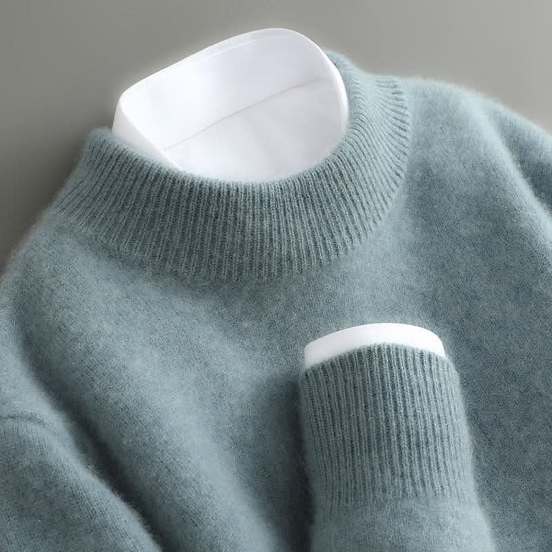 Mock Neck Ribbed Knit Sweater for Men - Green