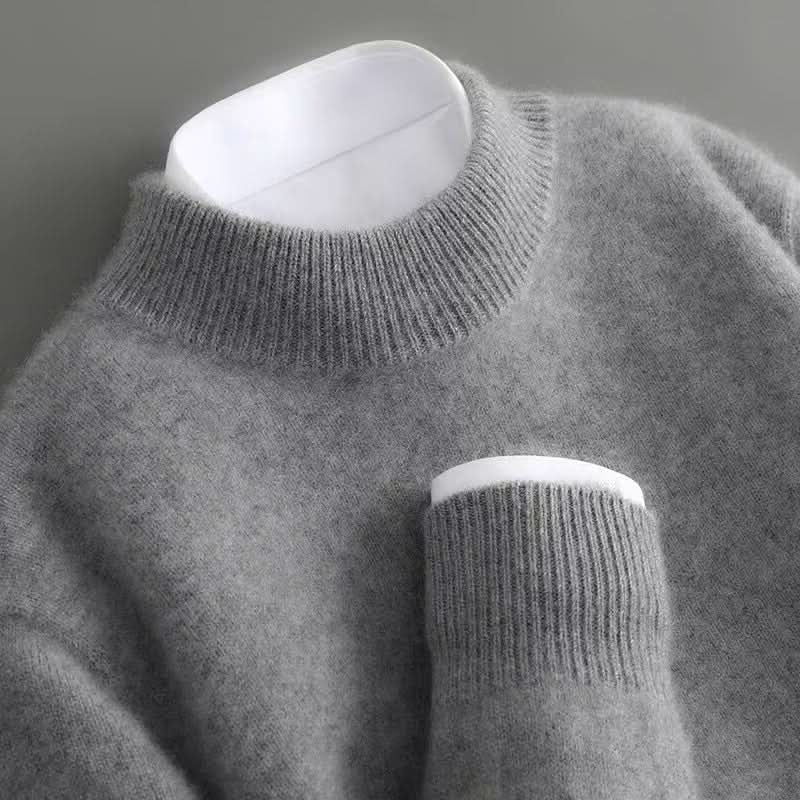 Mock Neck Ribbed Knit Sweater for Men - Gray