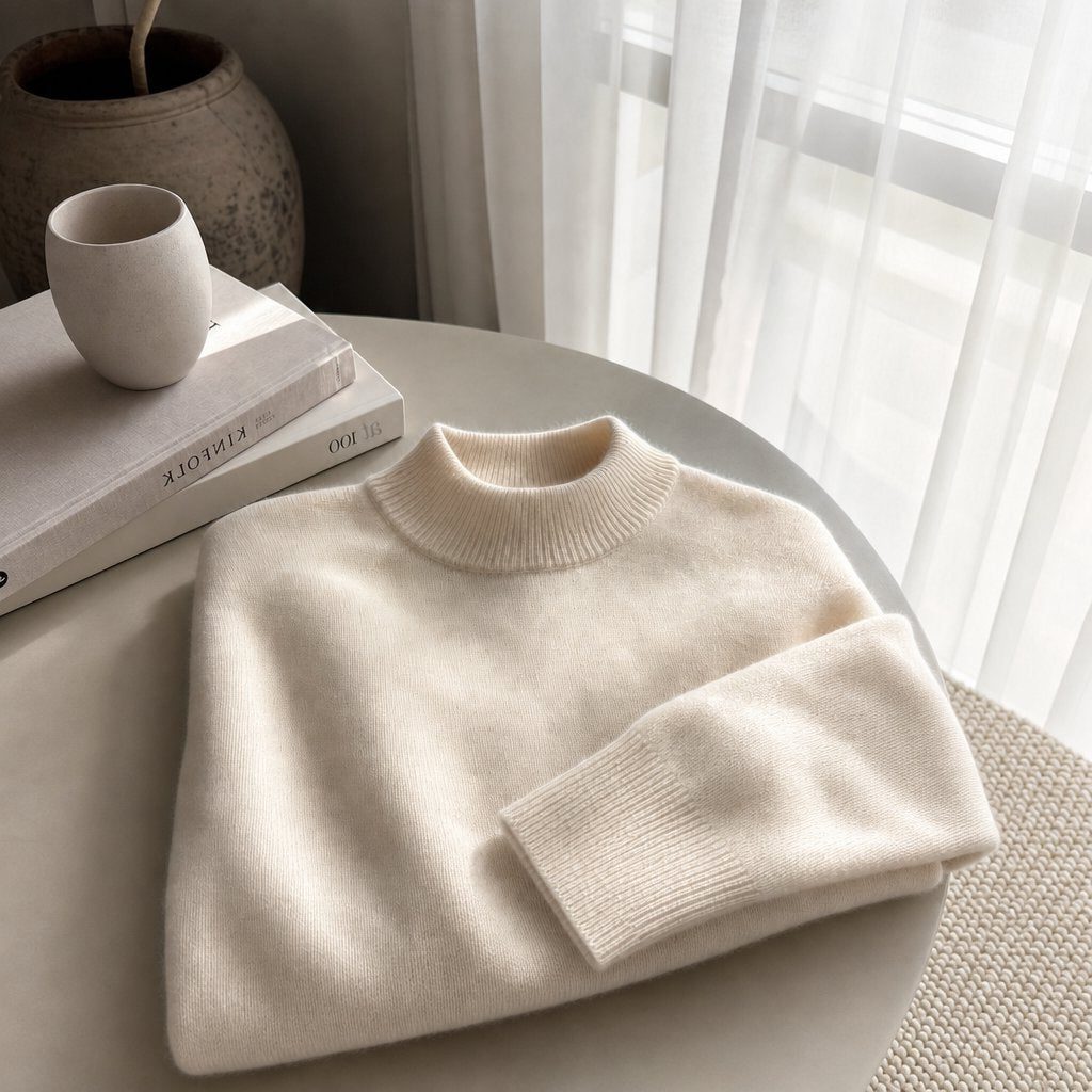 Mock Neck Ribbed Knit Sweater for Men - View 6