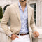 Notch Lapel Knit Blazer for Men - Beige