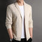 Notch Lapel Linen Blazer for Men - Khaki