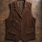 Notch Lapel Wide Wale Corduroy Vest for Men
