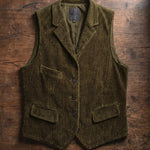 Notch Lapel Wide Wale Corduroy Vest for Men - Army Green