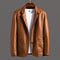 Notched Lapel Two-Button Leather Jacket for Men