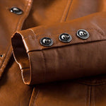 Notched Lapel Two-Button Leather Jacket for Men - View 3