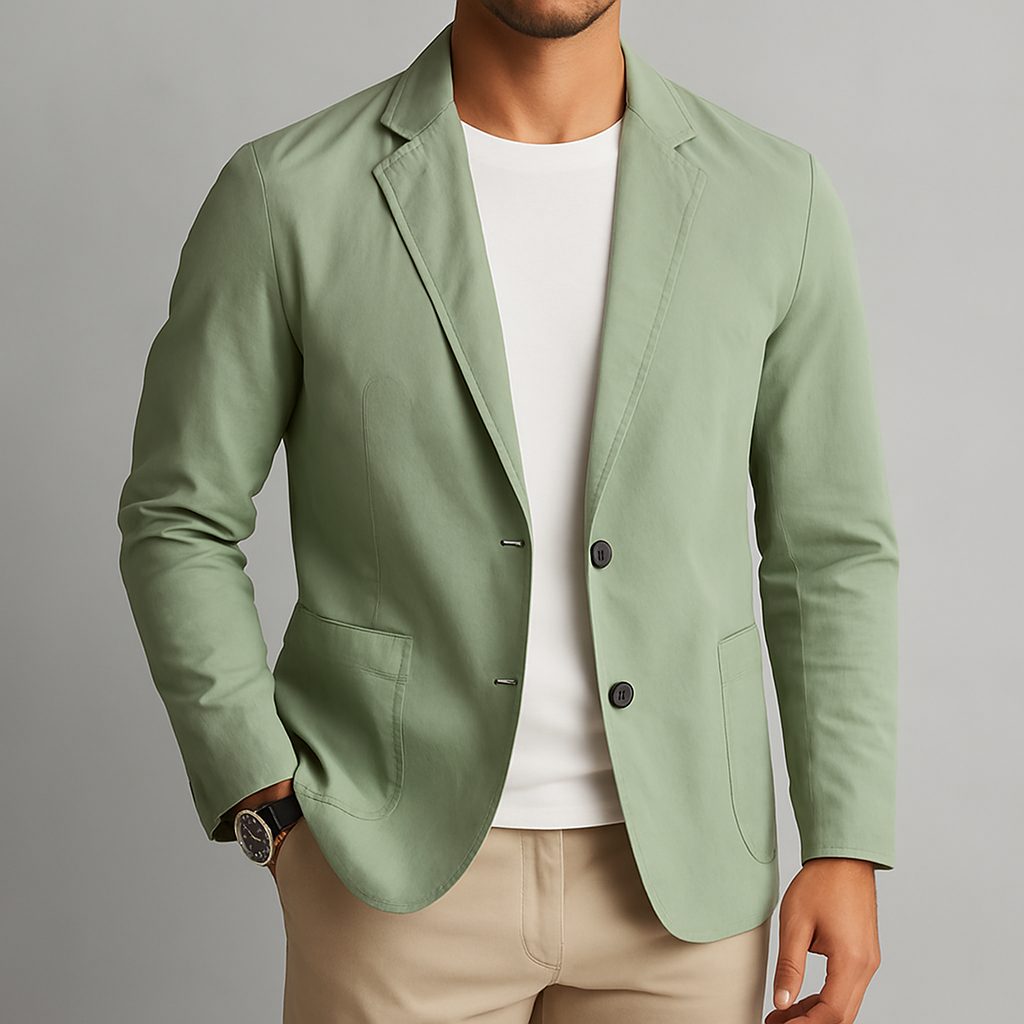 Nylon Button-Up Blazer for Men - Green
