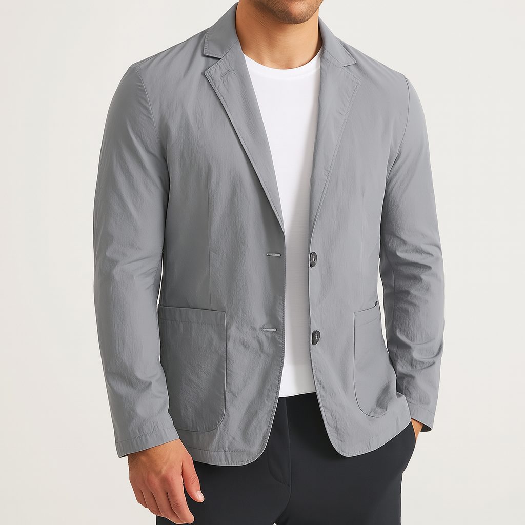 Nylon Button-Up Blazer for Men - Gray