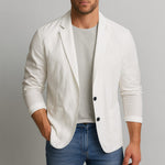 Nylon Button-Up Blazer for Men - White