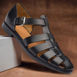 Open Toe Strappy Fisherman Sandals for Men - Black