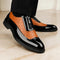 Ostrich Leather Patent Brogue Side Zip Dress Shoes for Men