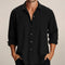 Oversized Button-Down Long Sleeve Shirt for Men - Black