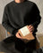 Oversized Ribbed Knit Crew Neck Sweater for Men - Black