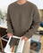 Oversized Ribbed Knit Crew Neck Sweater for Men - Brown
