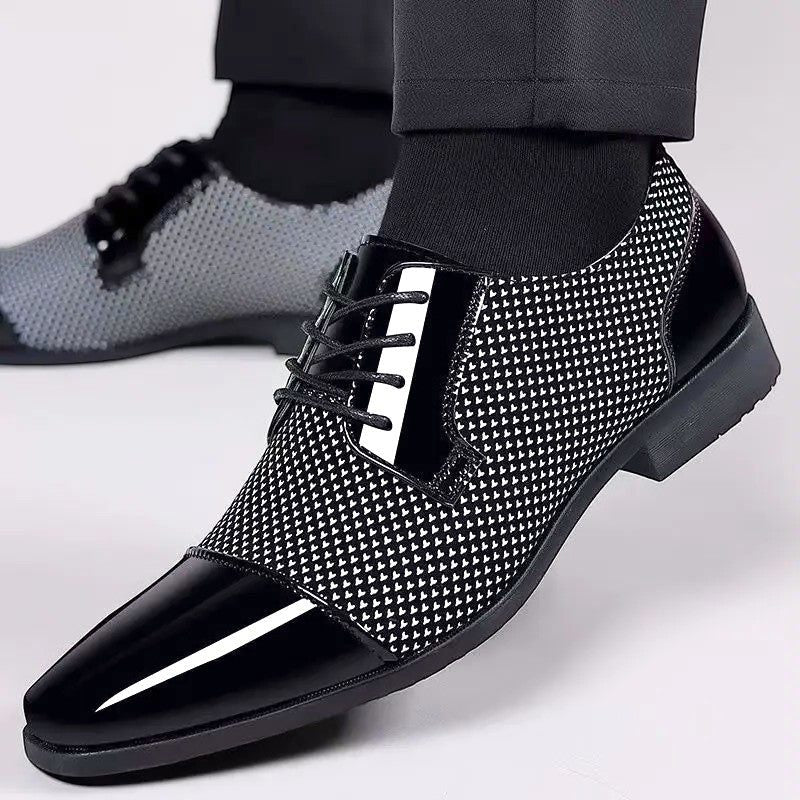 Patent Cap Toe Lace-Up Oxford for Men - Grey