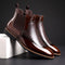 Patent Leather Pointed Toe Chelsea Boots with Elastic Side Panels for Men