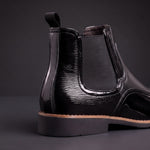 Patent Leather Pointed Toe Chelsea Boots with Elastic Side Panels for Men - View 7