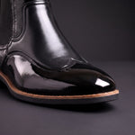 Patent Leather Pointed Toe Chelsea Boots with Elastic Side Panels for Men - View 8