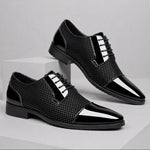 Patent Leather Pointed Toe Lace-Up Oxford Shoes for Men