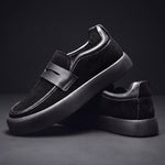 Penny Strap Microsuede Chunky Sole Loafers for Men - Black