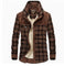 Plaid Corduroy Panel Stand Collar Fleece Lined Winter Jacket for Men