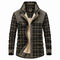 Plaid Corduroy Panel Stand Collar Fleece Lined Winter Jacket for Men - Light Green