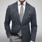 Plaid Notch Lapel Blazer for Men - Black