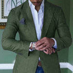 Plaid Notch Lapel Blazer for Men - Green