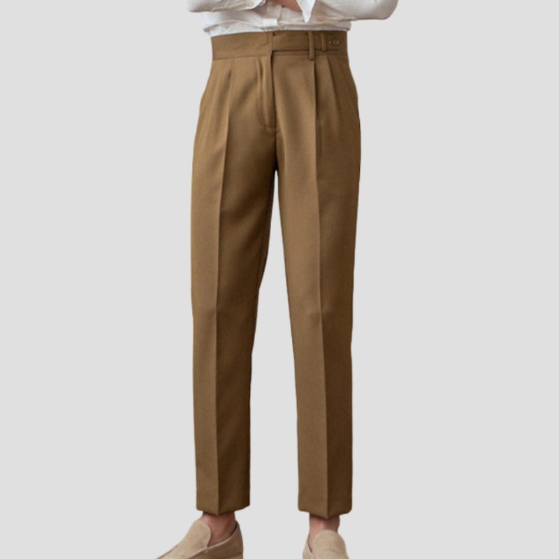 Pleated Slim Fit Trousers for Men