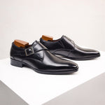 Pointed Toe Monk Strap Leather Formal Shoes for Men - View 12