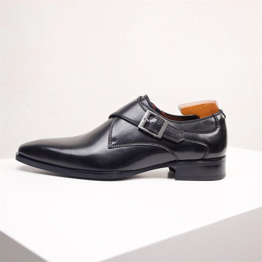 Pointed Toe Monk Strap Leather Formal Shoes for Men - View 15