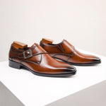 Pointed Toe Monk Strap Leather Formal Shoes for Men - View 4