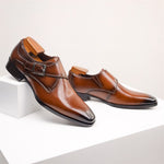 Pointed Toe Monk Strap Leather Formal Shoes for Men - View 5
