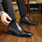 Pointed Toe Side Zip Ankle Dress Boots for Men - Black