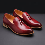 Pointed Toe Slip-On Tassel Loafers with Faux Leather Shoes for Men