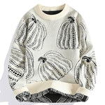 Pumpkin Pattern Knit Sweater for Men - White
