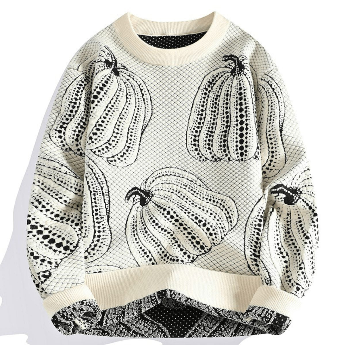 Pumpkin Pattern Knit Sweater for Men - White