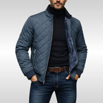 Quilted Bomber Jacket with Fleece Lining for Men - Gray