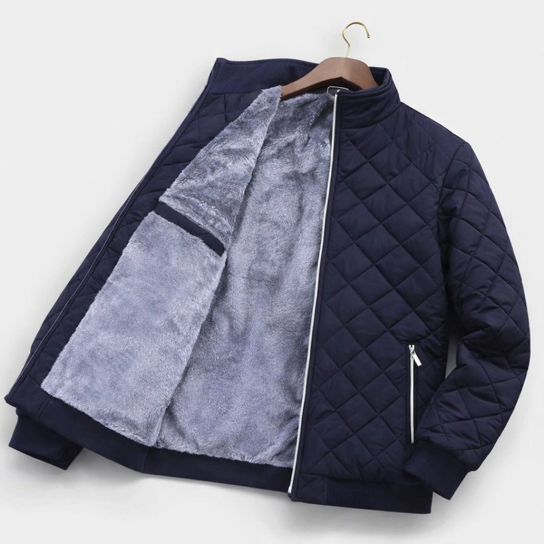 Quilted Bomber Jacket with Fleece Lining for Men - View 4