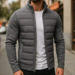 Quilted Puffer Jacket with Fleece Contrast Sleeves Winter for Men